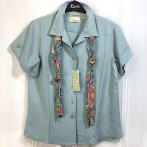 Cubavera Blue Short Sleeve Button Down Shirt